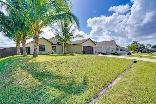 view of yard featuring a garage