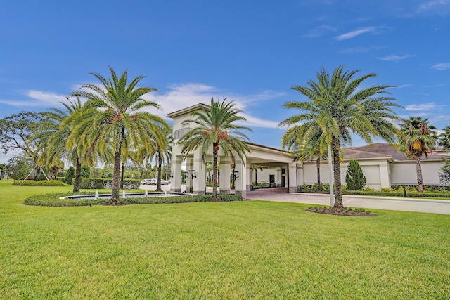 view of front of property with a front lawn