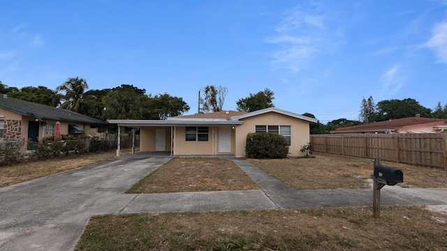 single story home with a carport