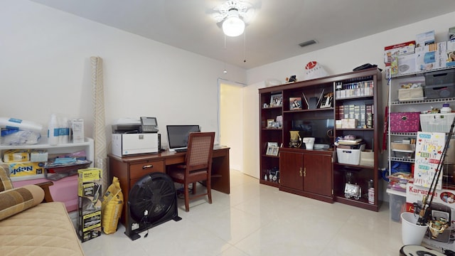 view of tiled home office