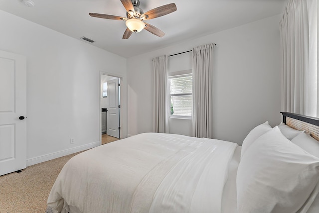 bedroom featuring ceiling fan