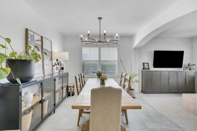 dining area featuring a chandelier