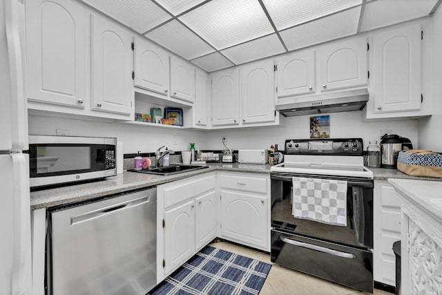 kitchen featuring white cabinets, sink, and appliances with stainless steel finishes