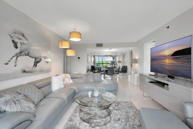 view of tiled living room