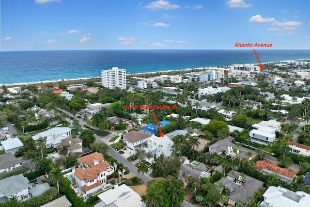 bird's eye view featuring a water view