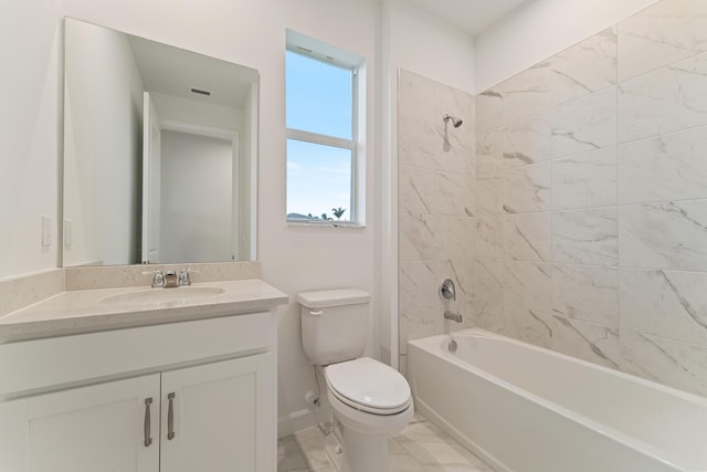 full bath with vanity, toilet, and shower / washtub combination