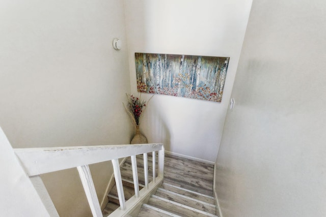 staircase with wood-type flooring