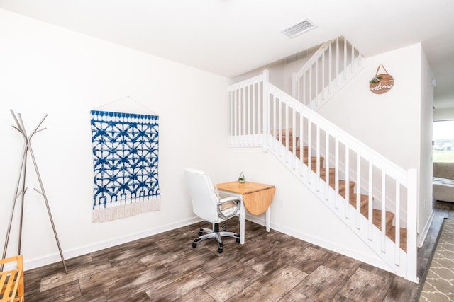 office featuring dark wood-type flooring