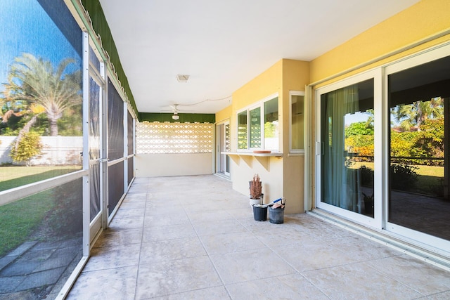 view of unfurnished sunroom