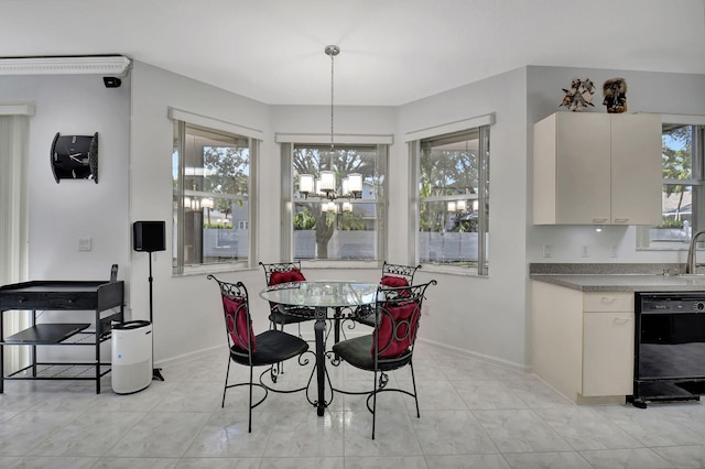 dining room with a healthy amount of sunlight and sink