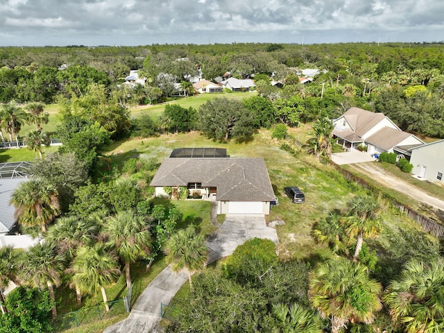aerial view featuring a forest view