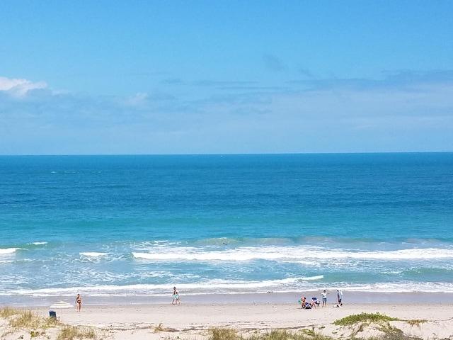 view of water feature featuring a beach view