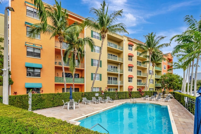 view of pool featuring a patio