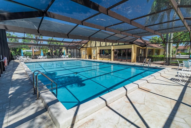 pool featuring a patio and a lanai