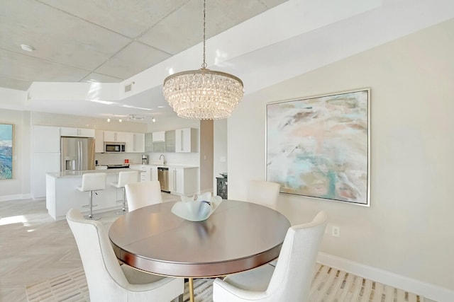 dining room with an inviting chandelier