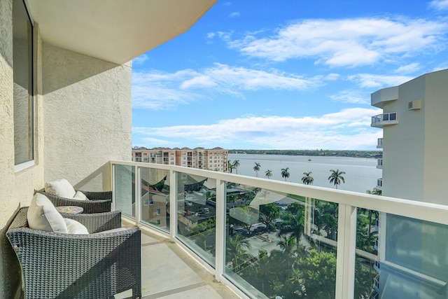 balcony with a water view