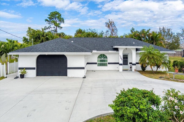 single story home with a garage