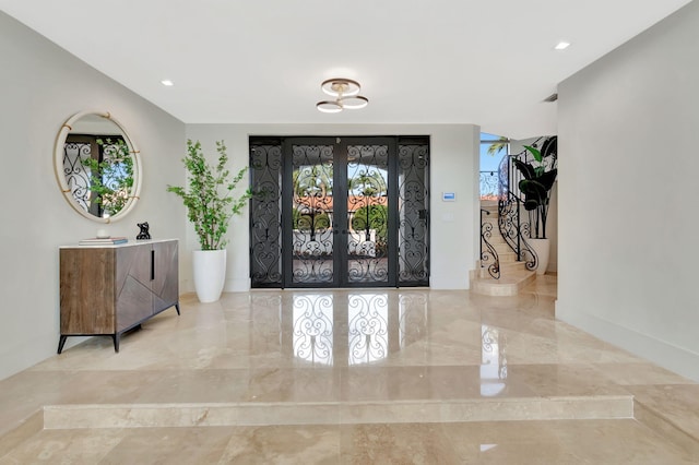 entrance foyer with french doors