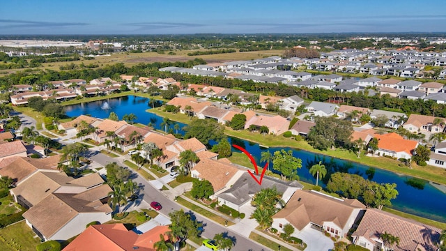 bird's eye view featuring a water view