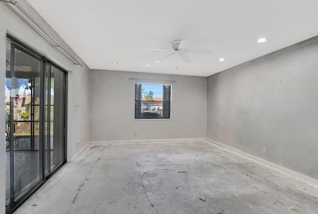 unfurnished room with ceiling fan