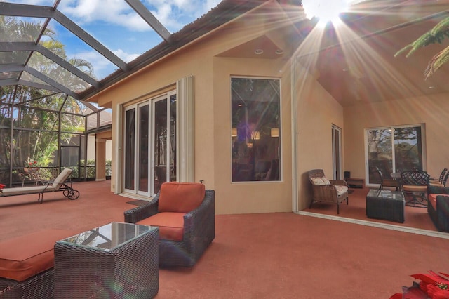 exterior space with a lanai and an outdoor hangout area