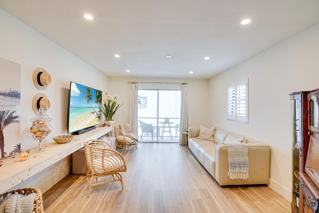 living room featuring light hardwood / wood-style flooring