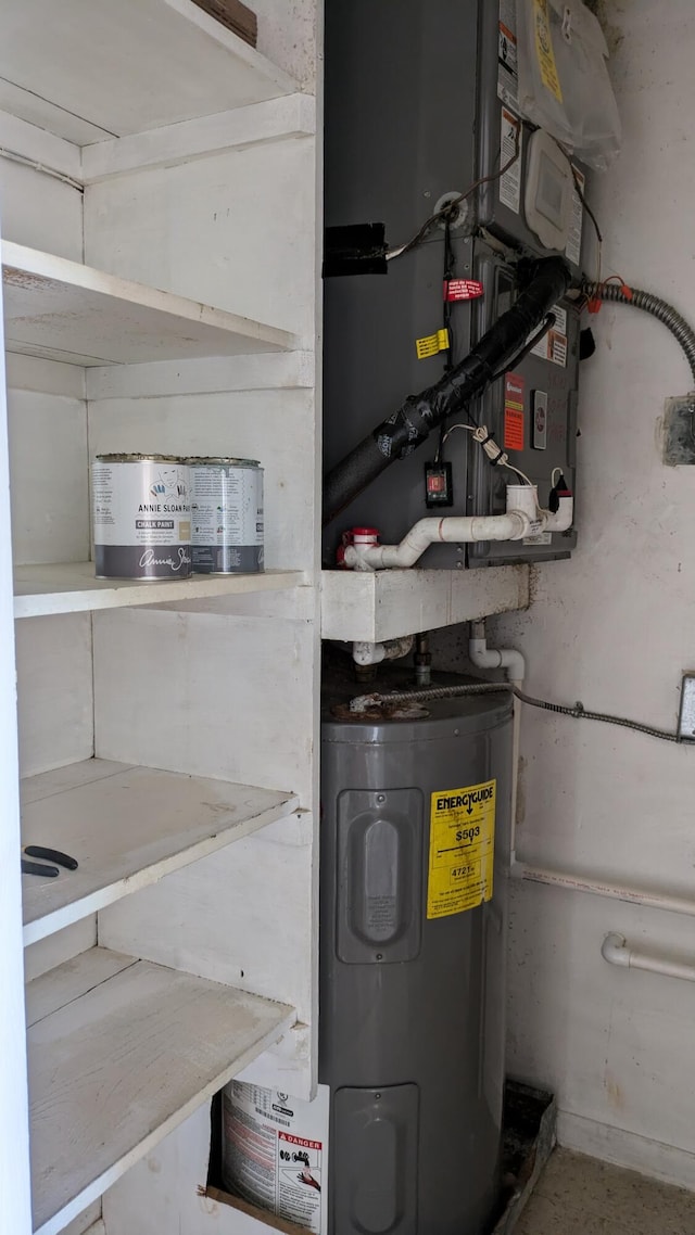 utility room with electric water heater