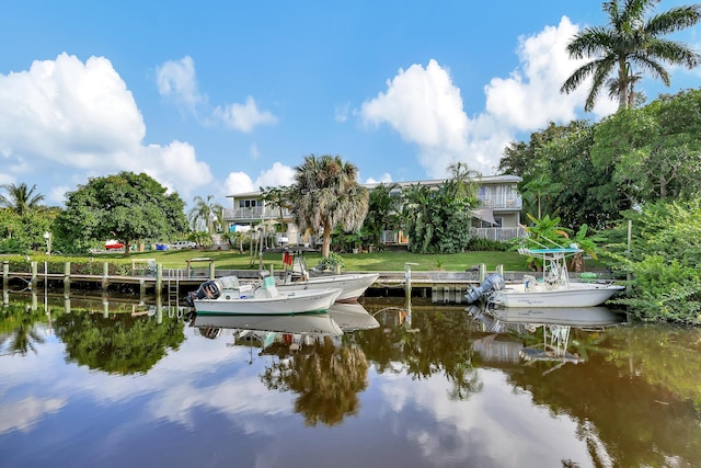 view of dock featuring a water view