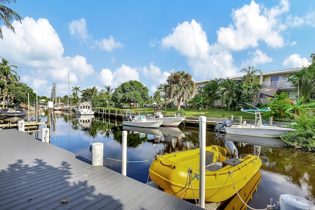 dock area featuring a water view