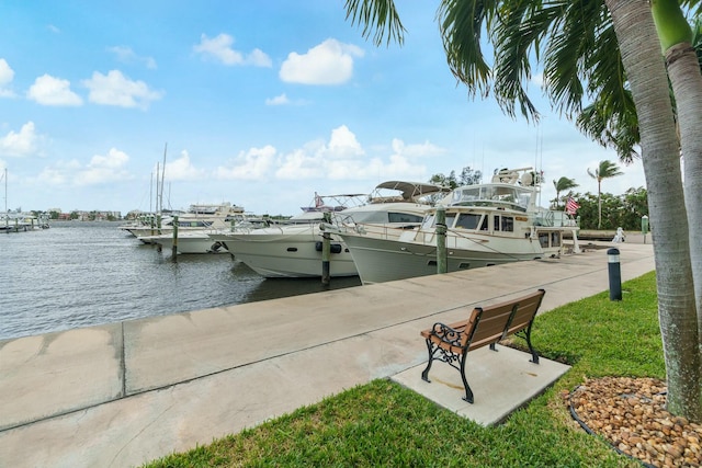 view of dock featuring a water view