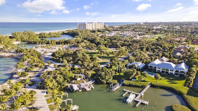 bird's eye view featuring a water view