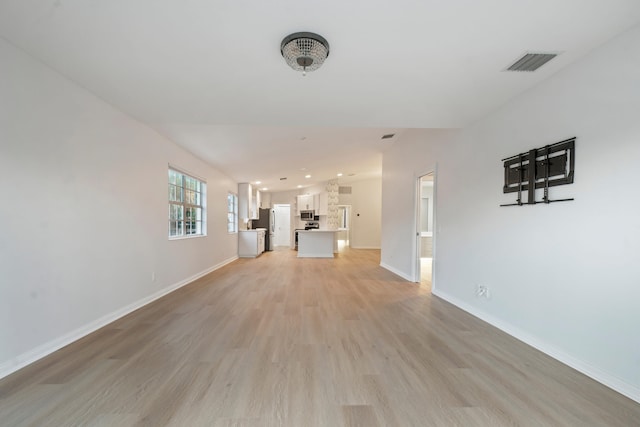 unfurnished living room featuring light hardwood / wood-style floors