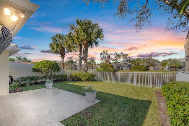 yard at dusk with a patio