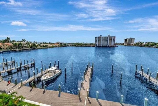 view of dock featuring a water view