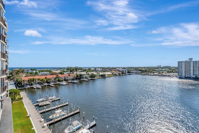 water view with a boat dock