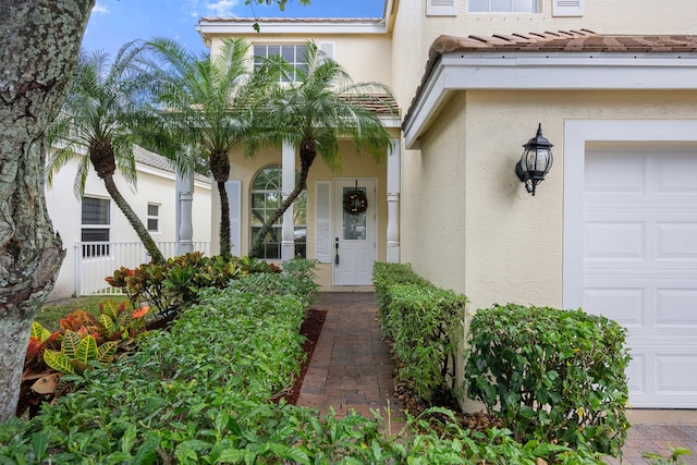 entrance to property with a garage