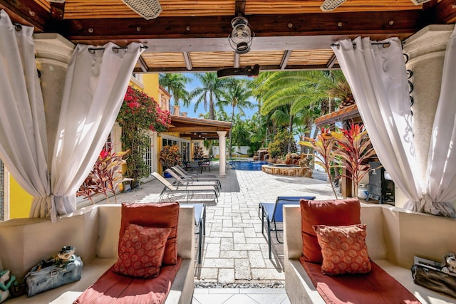 view of patio / terrace with ceiling fan