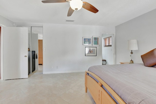 bedroom featuring a closet and ceiling fan