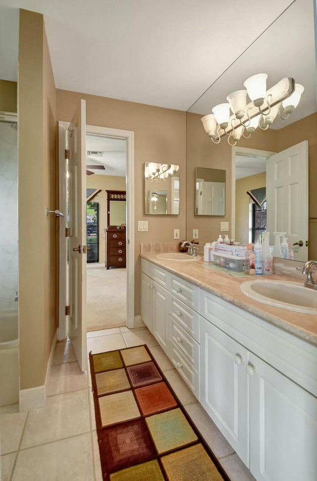 bathroom featuring vanity and tile patterned floors