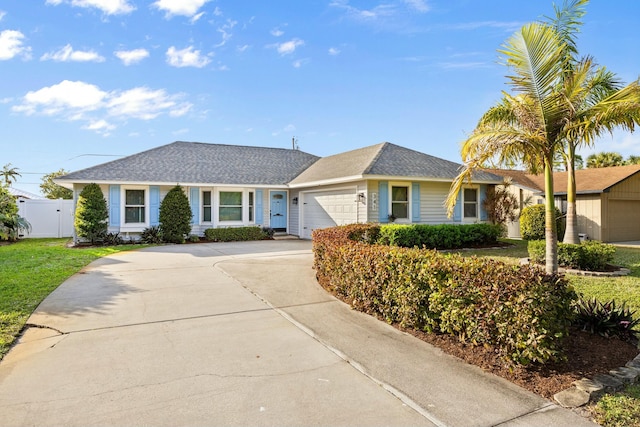 ranch-style home with a garage