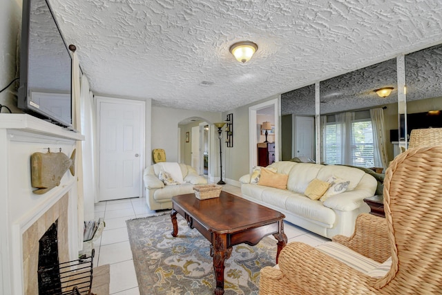 view of tiled living room