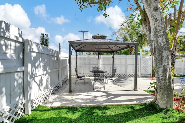 view of patio / terrace with a gazebo