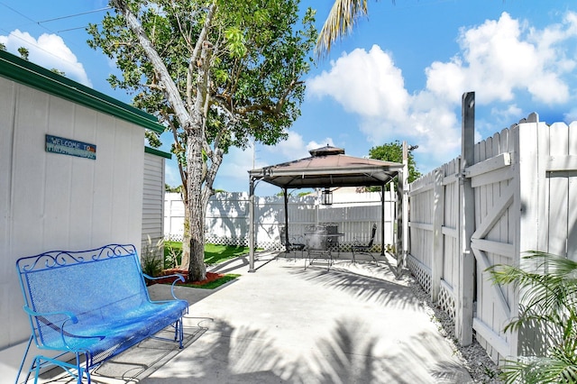 view of patio / terrace with a gazebo