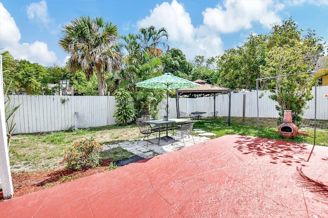 view of patio / terrace featuring a gazebo