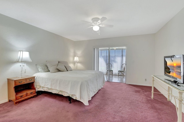 bedroom with carpet flooring and ceiling fan