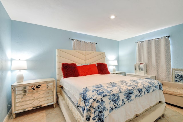 bedroom with tile patterned flooring