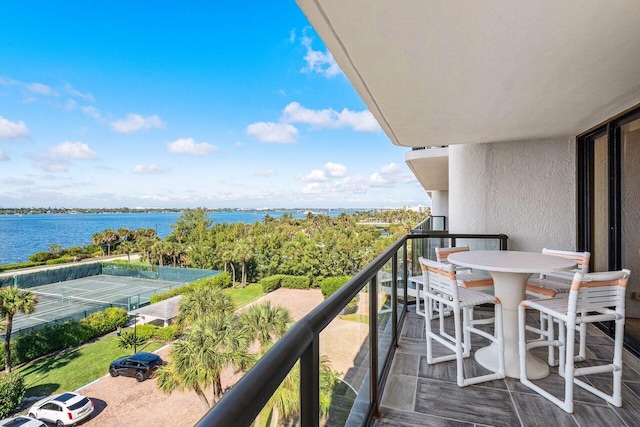 balcony with a water view