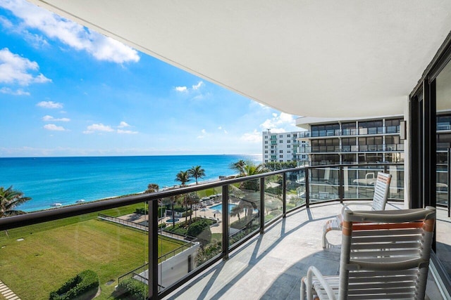 balcony with a water view