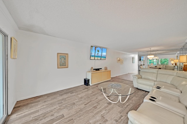 living room featuring hardwood / wood-style floors and a textured ceiling