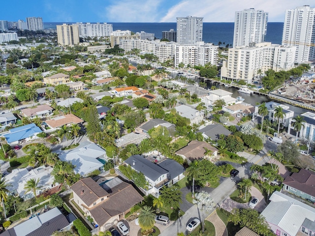 bird's eye view featuring a water view